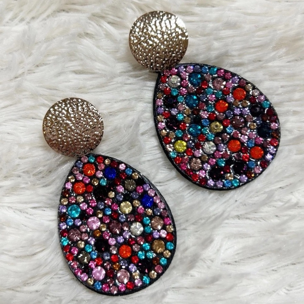 New Multicolor Teardrop Rhinestone Dangle Earrings